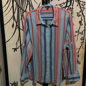 RLR Lauren Jeans Co. Women’s Orange Multicolored Aztec Striped Shirt